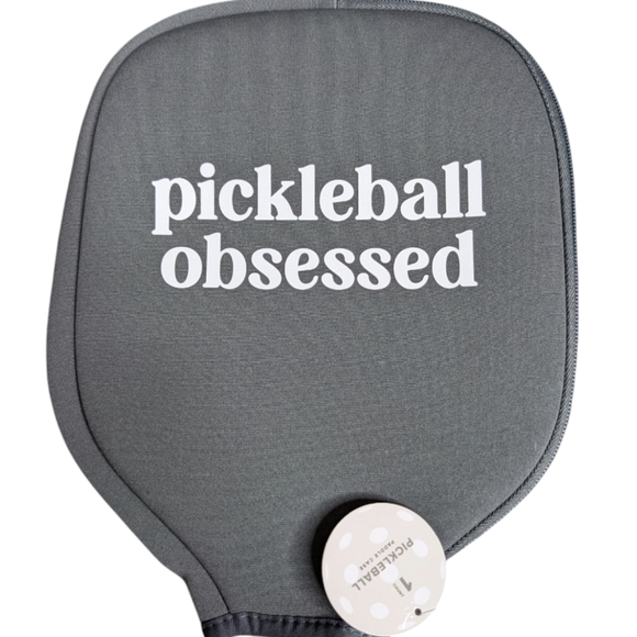 Pickleball Accessories 2 Gray "Pickleball Obsessed" Paddle Cases Ball/Wine Cases - Picture 2 of 11